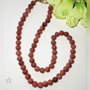 GOLDSTONE 17" BEAD NECKLACE - BARREL CLASP